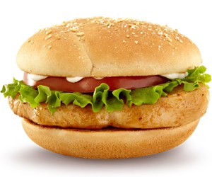 The McDonald's grilled chicken sandwich has just 350 calories. Order it with no bun and mayo, and you've knocked that number down to 100.