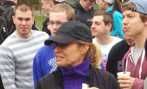 Sodexo's Jools Pemberton, surrounded by student supporters, is among the unionization leaders at Curry. // PHOTO BY NICK IRONSIDE