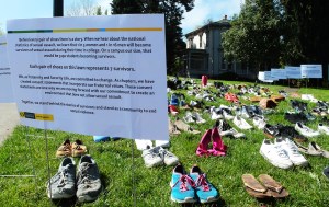 Each pair of shoes represents seven survivors of sexual assault. PHOTO BY WOLFRAM BURNER, CREATIVE COMMONS.