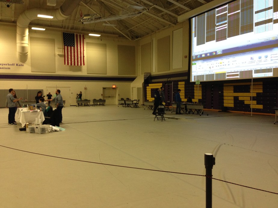 A very different looking gymnasium, set up for the housing selection process // Photo by Cole McNanna